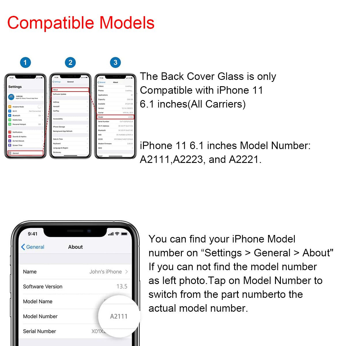 Amazon.com: Perzework OEM Rear Back Glass Replacement for iPhone